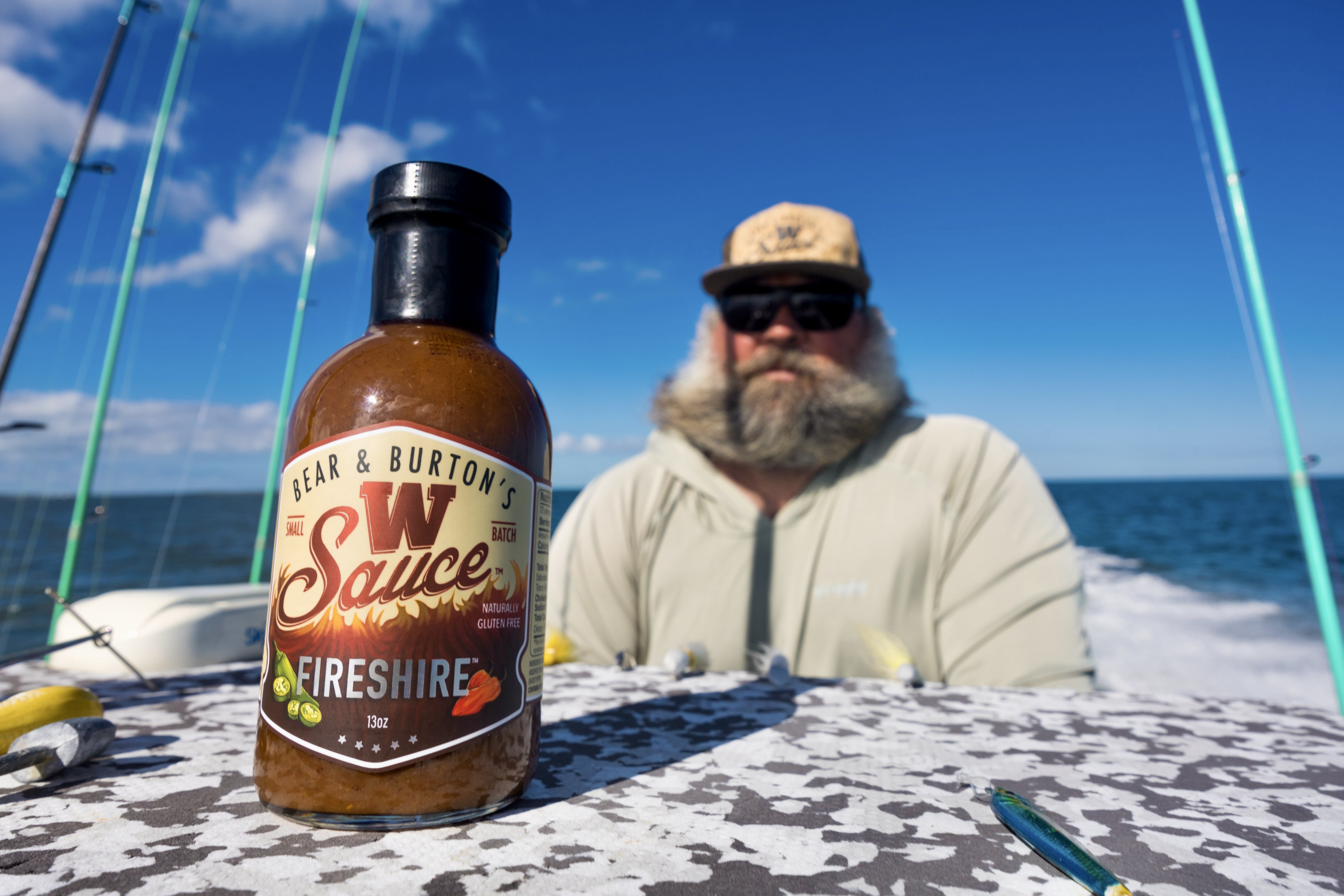(4 pack) Bear & Burton's W Sauce; FIRESHIRE - Spicy - America's Worcestershire 12 oz Bottle All Natural