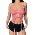 thumbnail image 2 of hirigin Women's Floral Lace Corset, Sleeveless V Neck Cut Out Irregular Hem Bustier Crop Tops, 2 of 9