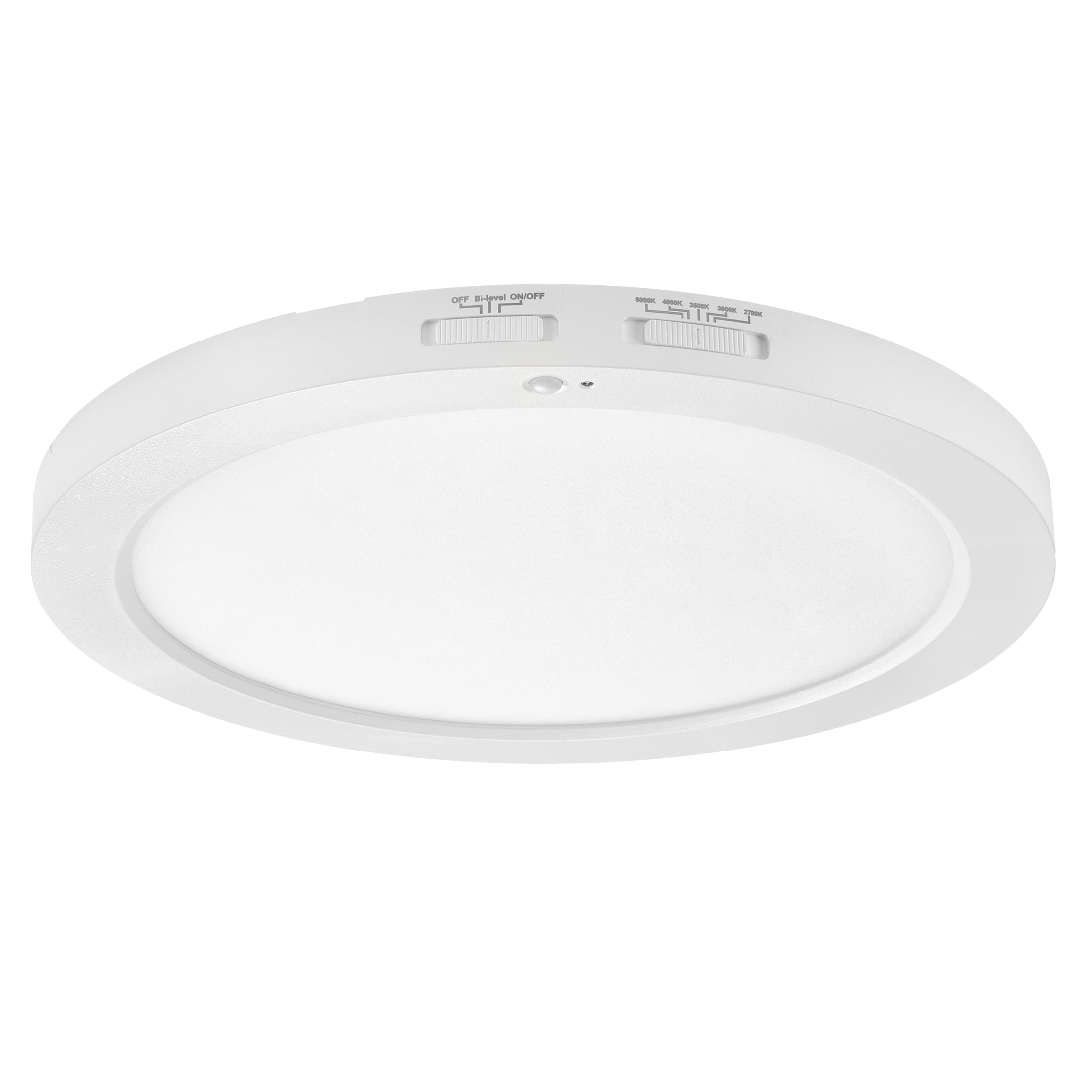 Maxxima 12 in. Round PIR Motion Sensor LED Ceiling Light Fixture, Flush Mount, 5 CCT 2700-5000K, 2000 Lumens
