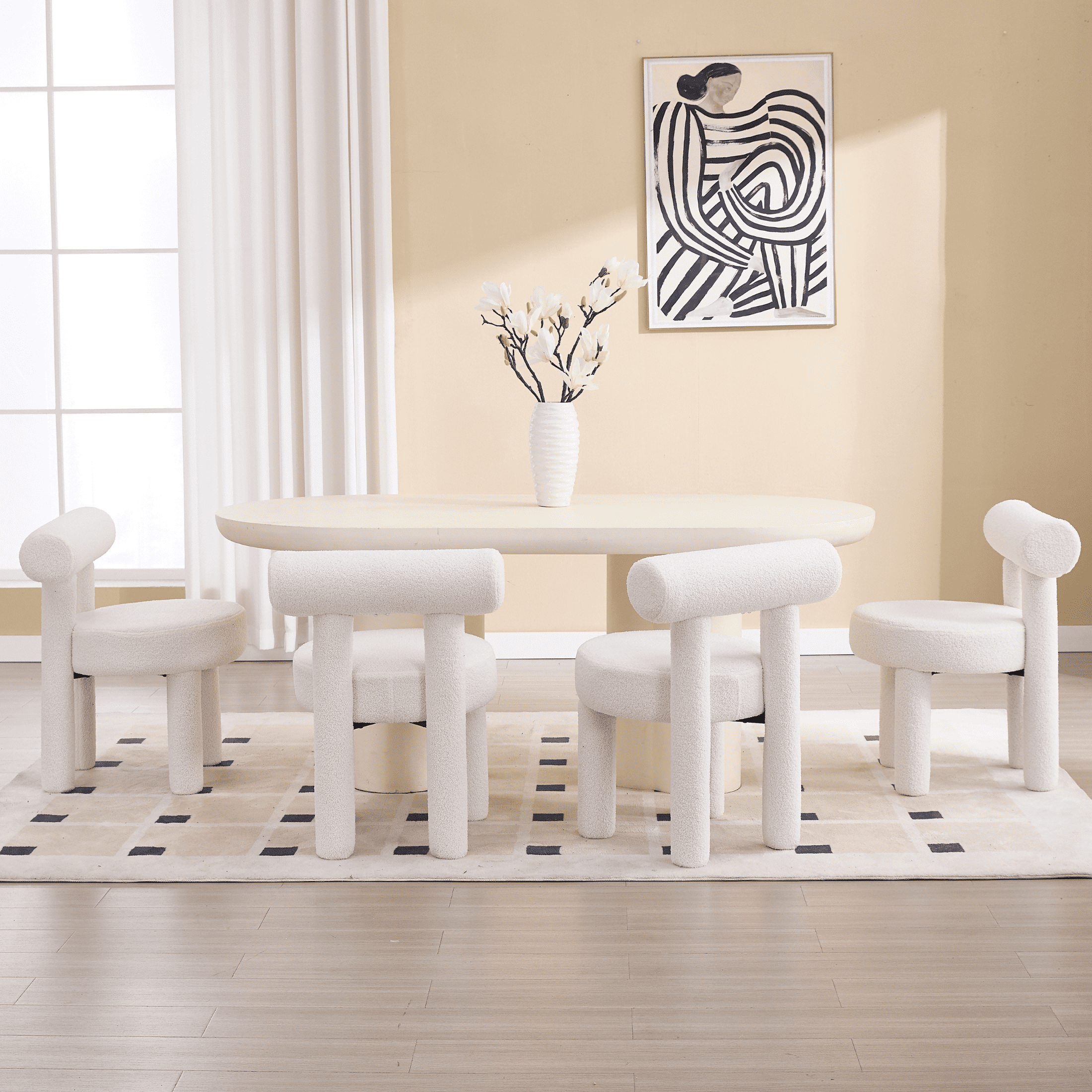 Guyou Velvet Dining Chairs - Set of 4, Modern Upholstered Armless Side Chairs with Open Back, 21.5" Wide for Dining Room & Vanity, Khaki
