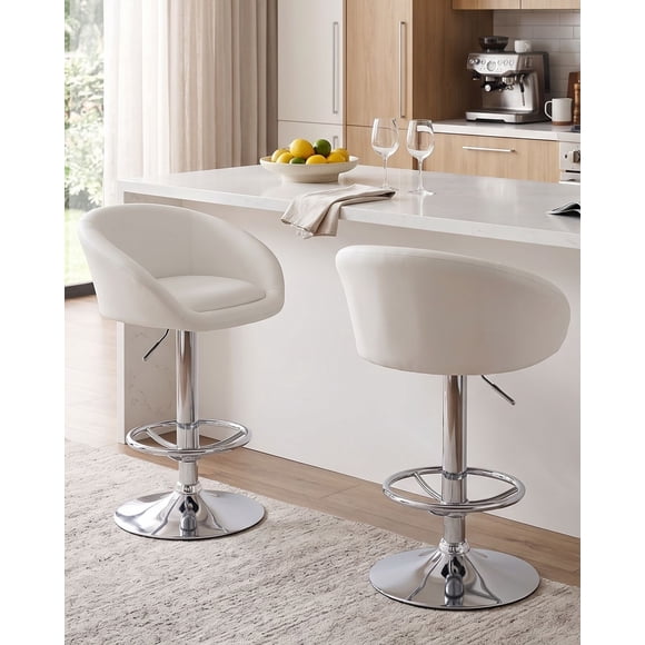 Set 2 Bancos Giratorio EKE LIFE HOME Cocina Desayunador Blanco