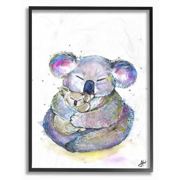 Stupell Industries Colorful Cute Koala Family Animal Watercolor Painting Framed Wall Art by Marc Allante