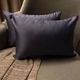 thumbnail image 3 of The HomeCentric Decorative Lumbar Pillow Cover Blue Pack Of 2, 12"x26" (30x65 cm) Satin Solid Oblong Pillow Cover, Modern Cushion Cover Style - Midnight Blue Slub Satin, 3 of 14