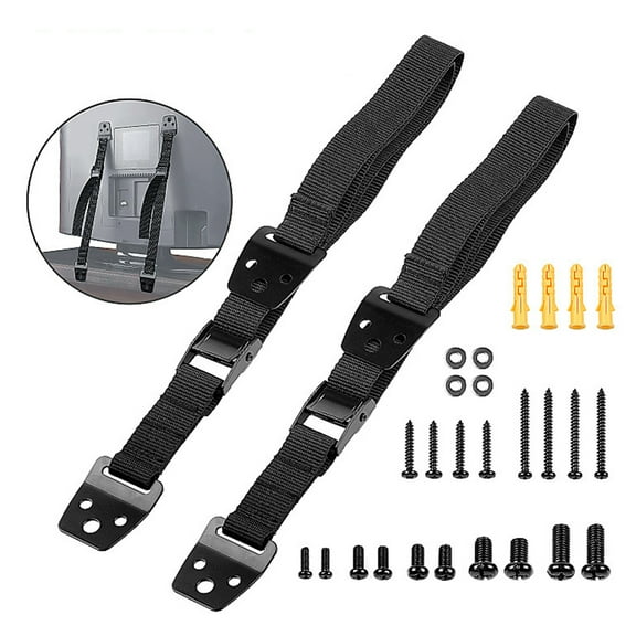 TV Furniture Anti Tip Straps Wall Anchors for Baby Proofing Child Safety Dresser (Black)