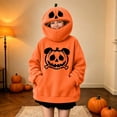 thumbnail image 6 of LOINRODI Girls Orange Pumpkin Hooded Sweatshirt Cute Hallowmas Long Sleeve Face Cover Warm Pocket Costume Orange 13 Years, 6 of 7
