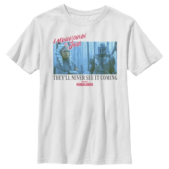 Boy's Star Wars: The Mandalorian Unlikely Duo Graphic Tee White X Small