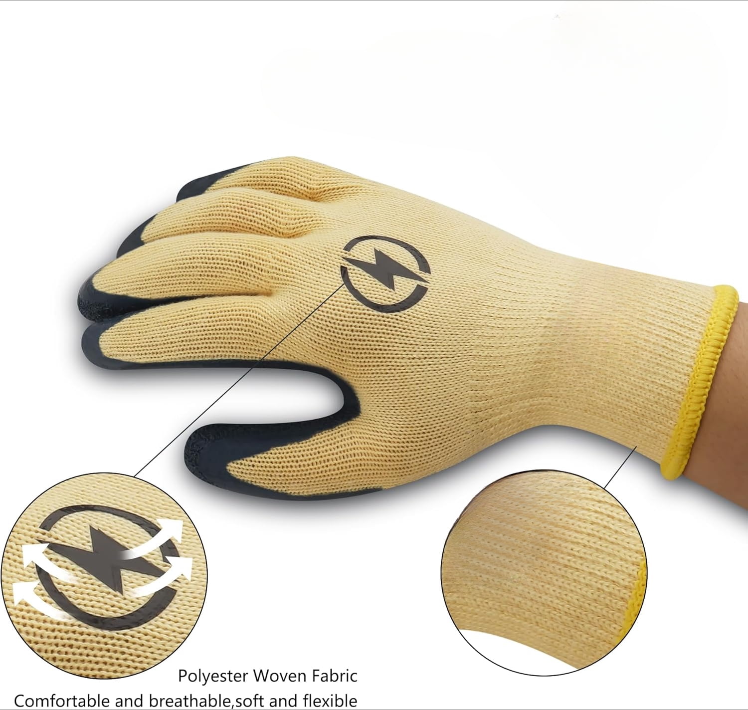Insulated Electrician Gloves 400V High Voltage Resistant Gloves Flame Retardant Work Gloves, Electrical Rubber Non-slip Texture Design Gloves for Electricians Prevent Shock
