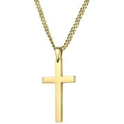 24K Gold Chain Style Cross Pendant Necklace Solid Plated Clasp for Men,Women,Teens Thin for Charms Miami Cuban Link Diamond Cut
