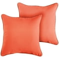 thumbnail image 2 of Sunbrella Sorra Home  Canvas Indoor/Outdoor Corded Square Pillows (Set of 2) Canvas Melon 22 in x 22 in, 2 of 5