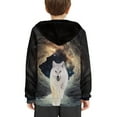 thumbnail image 4 of Xoenoiee Boys Hoodies Snowfield White Wolf Print Hooded Sweatshirt with Front Kangaroo Pocket for Kids Long Sleeve Hoodies Pullover Fall Winter Clothing Cosy Sportwear, M, 4 of 7