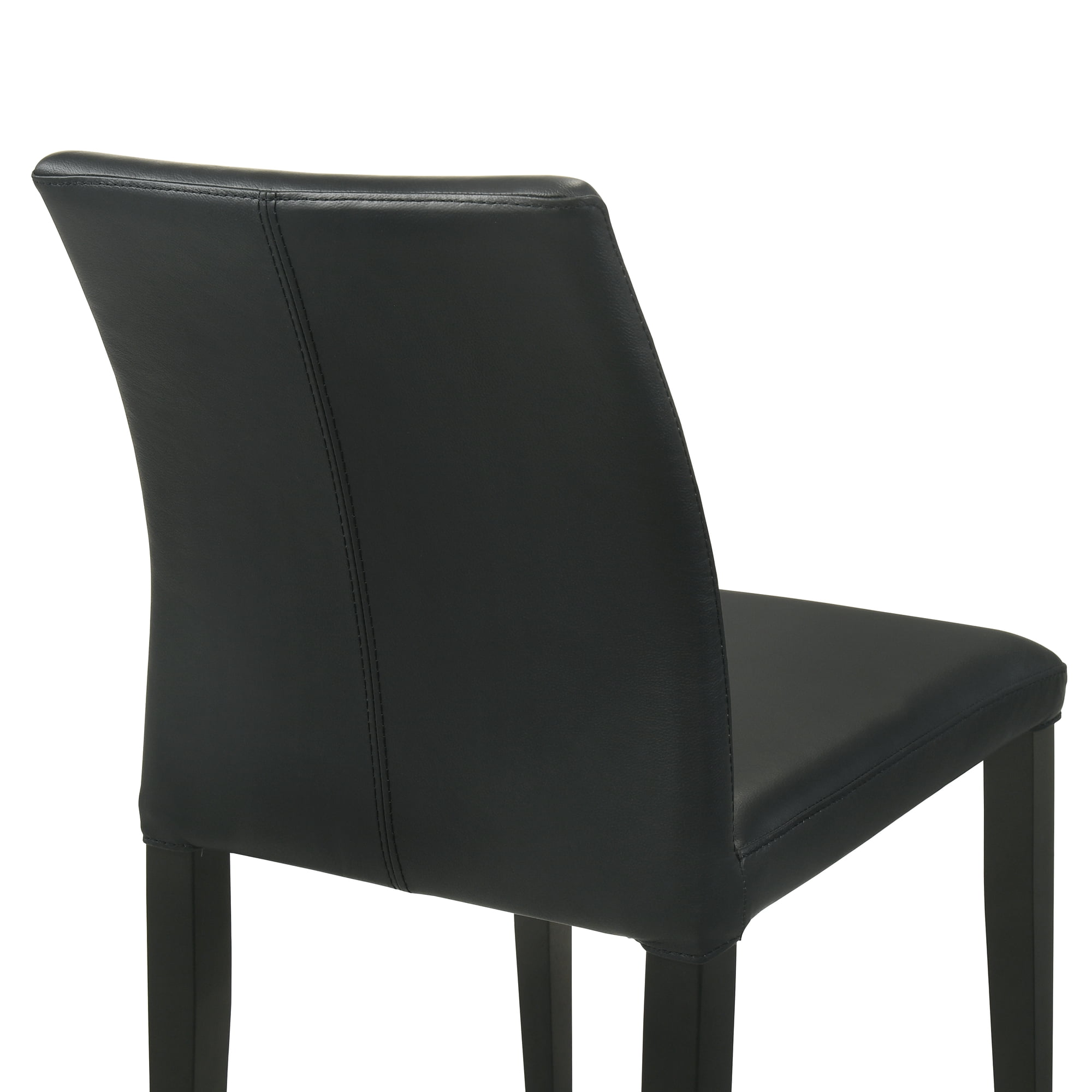 Elyza Full Back Top Grain Leather Upholstered Wood Dining Chairs in Black - Set of 2