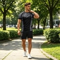 thumbnail image 6 of Men's Workout Shirts Quick Dry Seamless Short Sleeve Tshirts Breathable Compression Workout T-Shirt Geometric Print Athletic Tee For Gym Running Training, 6 of 6