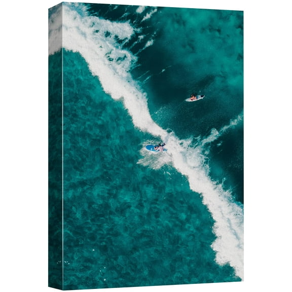 wall26 Canvas Print Wall Art Surfers Paddle Out on The Beach Sports Athletes Photography Realism Contemporary Scenic Urban Multicolor Ultra for Living Room, Bedroom, Office - 16"x24"