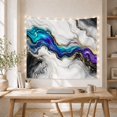 thumbnail image 5 of Turquoise Purple Abstract Fluid Art on White Marble, Dramatic Abstract Style for Art Lovers, Metallic Gold Marble Decor, Housewarming Gift, Tapestry Wall Hanging for Bedroom and Living Room, 5 of 7