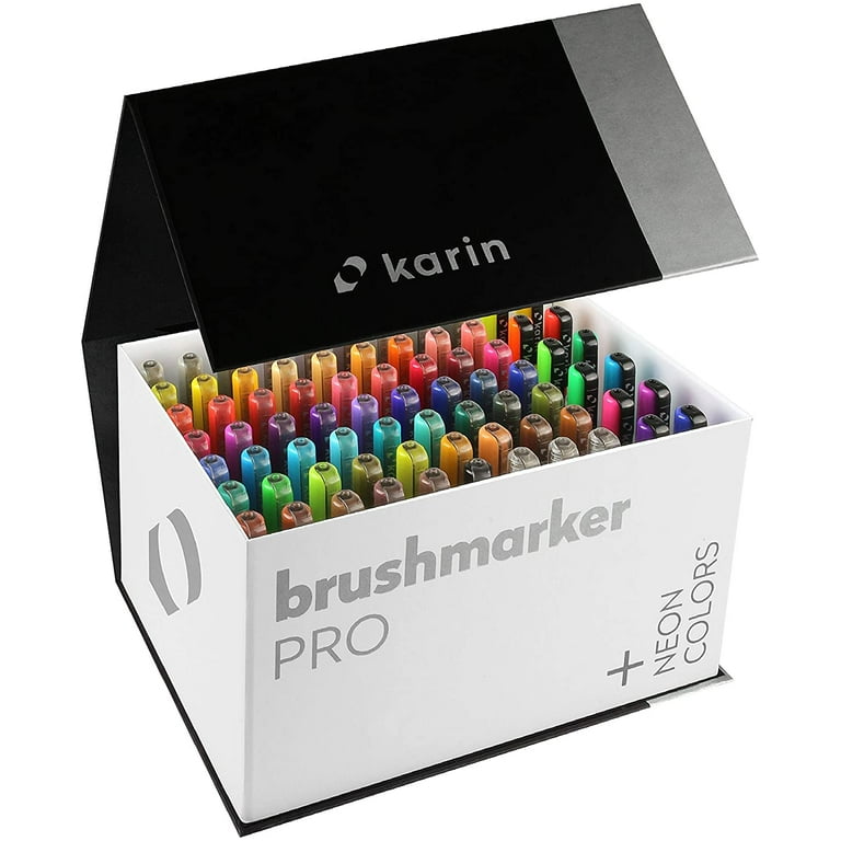 KARIN Brush marker PRO Mega Box PLUS 72 Color Set of Markers, 3 Blenders 