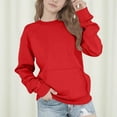 thumbnail image 2 of SERTG Boys Girls Kids Solid Color Round Neck Pullover Long Sleeve Casual Everyday Outerwear Spring Fall Comfortable Tops for Children(Red,9 Years), 2 of 7