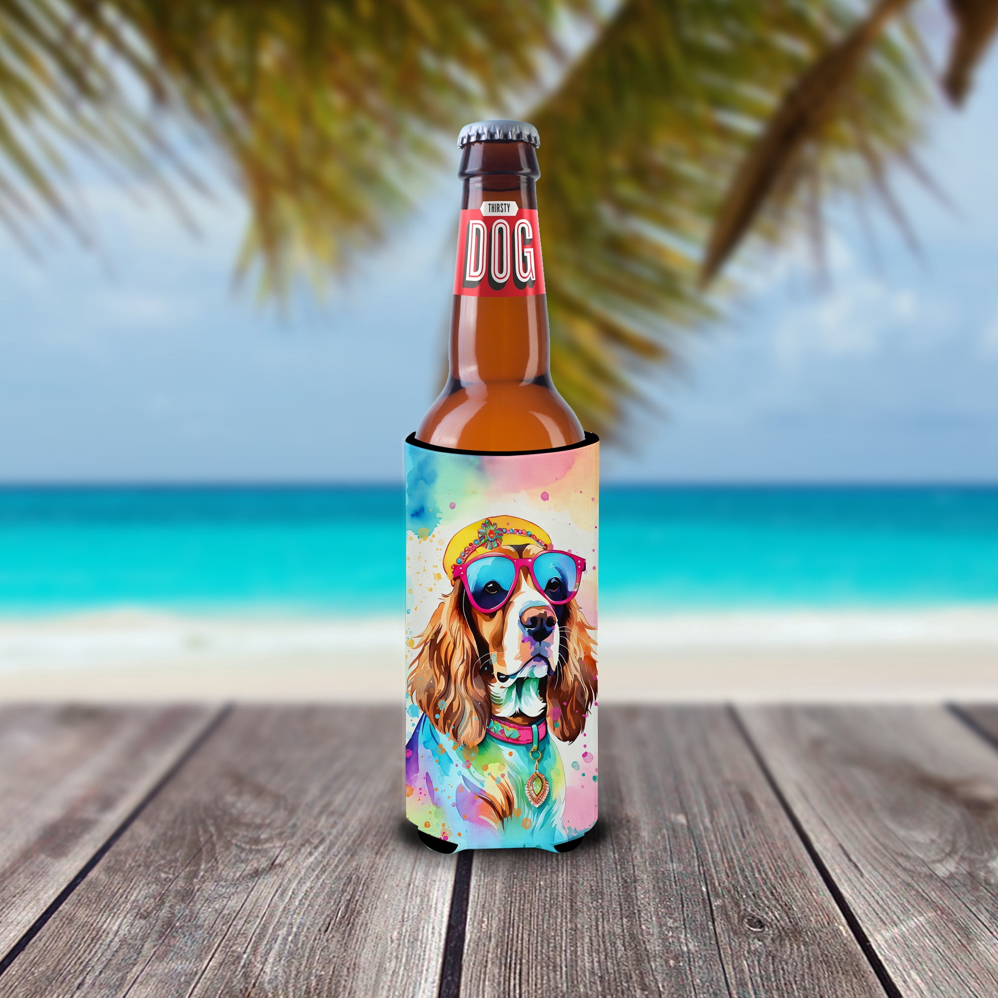 Cavalier Spaniel Hippie Dawg Hugger for Ultra Slim Cans 4 in x 6.5 in
