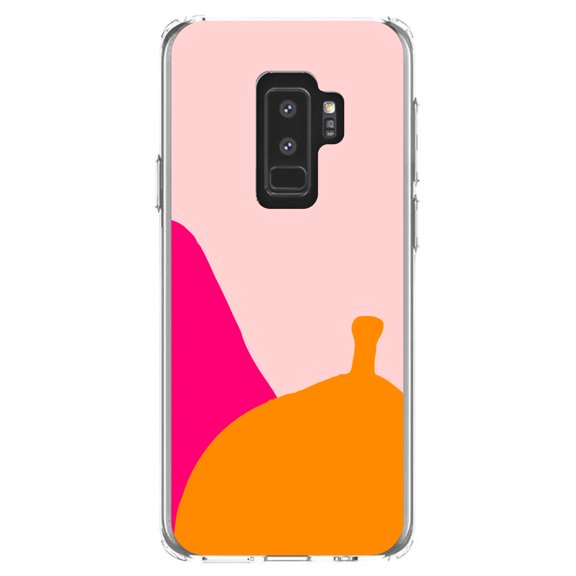 DistinctInk Clear Shockproof Hybrid Case for Samsung Galaxy S9  PLUS (6.2" Screen) - TPU Bumper, Acrylic Back, Tempered Glass Screen Protector - Summer Vibes Bold Flower Blue Orange Pink
