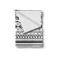 thumbnail image 2 of Tribal Soft Flannel Fleece Throw Blanket, Aztec American Folkloric Art Borders Tribal South America Culture, Cozy Plush for Indoor and Outdoor Use, 50" x 70", Black White, by Ambesonne, 2 of 6