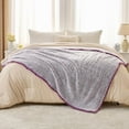 thumbnail image 3 of EMME Fuzzy Fleece Blanket Warm Large Queen Size Ultra Soft Sherpa Blanket Microfiber Cozy Blanket for Bed Couch Sofa Lightweight Reversible Thick Blanket (Purple, 60"x80"), 3 of 5