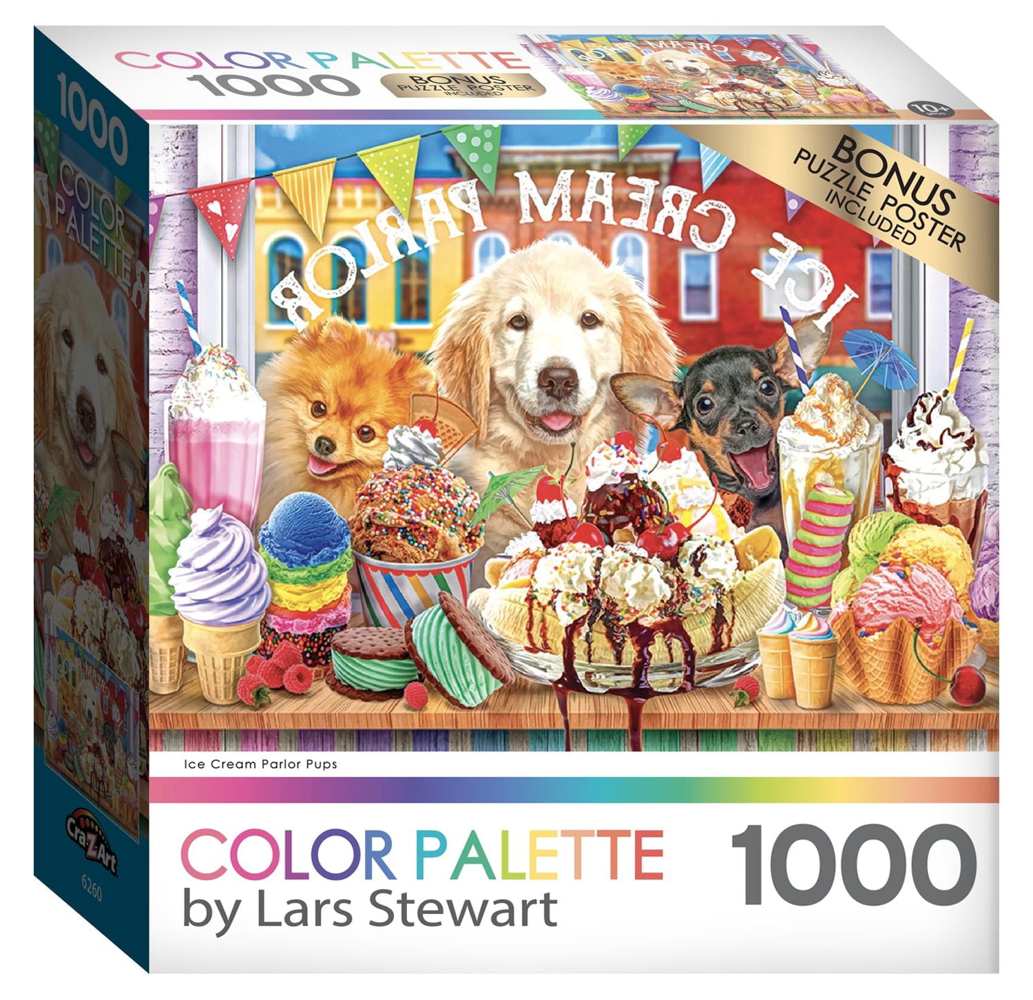Cra-Z-Art Color Palette by Lars Stewart 1000-Piece Ice Cream Parlor Pups Jigsaw Puzzle