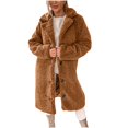 thumbnail image 2 of Women's Long Sleeve Warm Plush Jacket with Lapel for Casual Wear, Winter Fashion, and Holiday Parties,Camel,2XL, 2 of 8