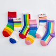 thumbnail image 2 of Toddlers Boys Girls Rainbow Stripe Socks Kids Colorful Cotton Crew Socks,6Pack,1-12 Years, 2 of 12