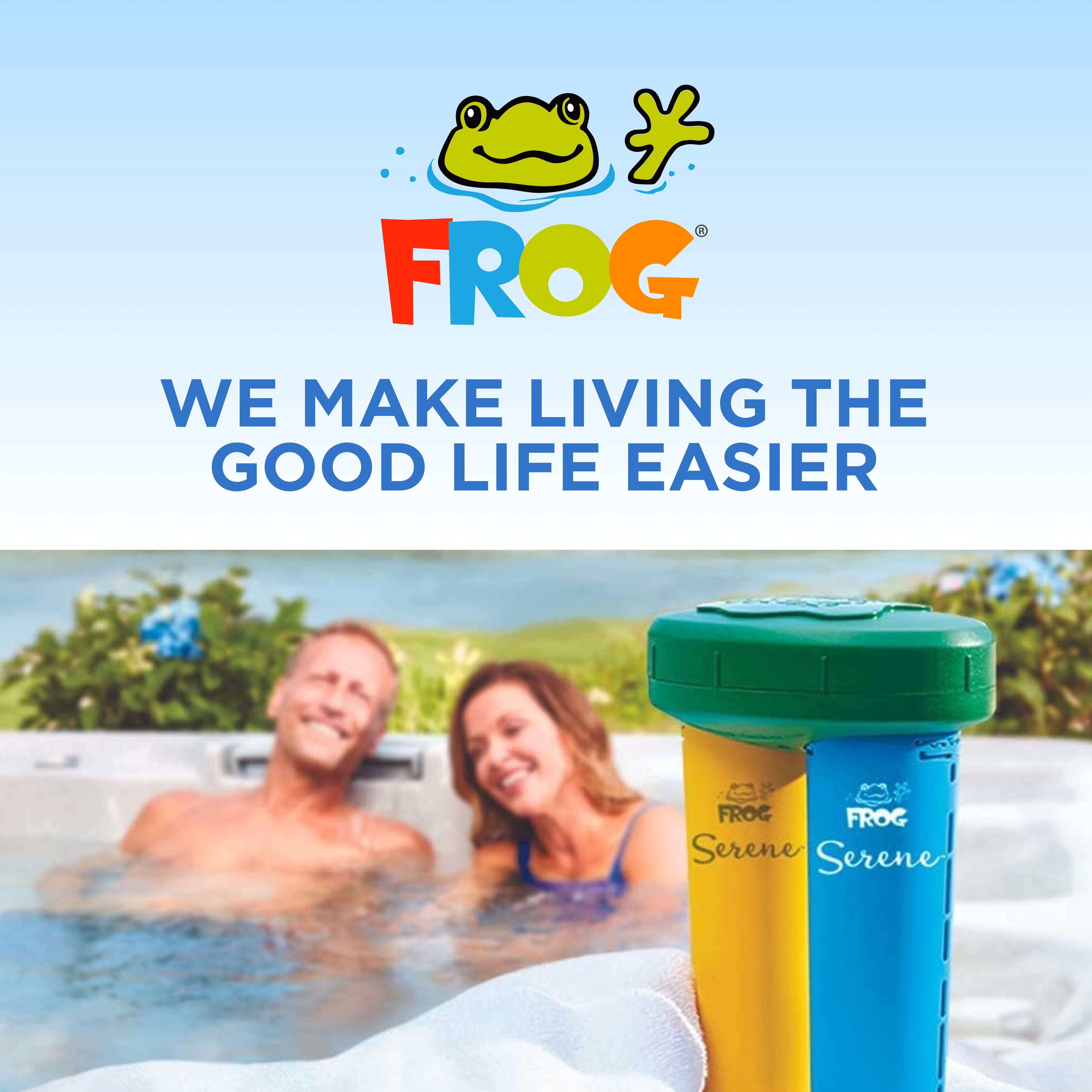 FROG Serene Floating System with 2 Replacement Bromine Cartridges & FROG Maintain - Includes Hot Tub Shock - Serene System, 2 Bromine Cartridges, and 1 Maintain