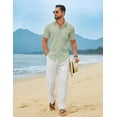 thumbnail image 3 of COOFANDY Men' Linen Sets 2 Piece Outfits Casual Short Sleeve Button Down Shirts and Pants Summer Beach Vacation Outfits, 3 of 7