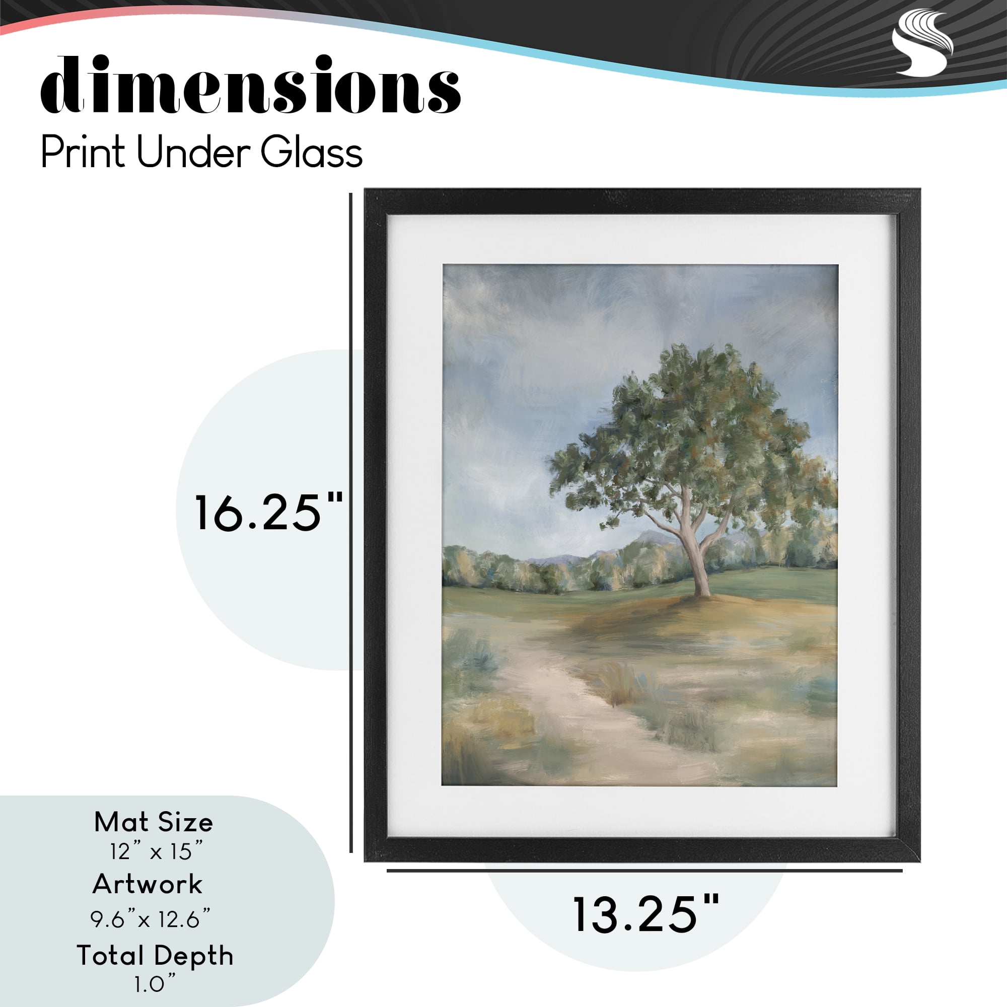 Countryside Tree Scenery Black Framed Print Under Glass, design by Leah Noel Art