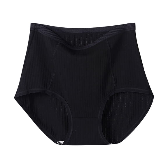 LYEAA Ladies Underwear Briefs Cotton Mid Waisted Cool Breathable Comfort Solid Daily Panties Full Fashionable Women's Underpants Black XL