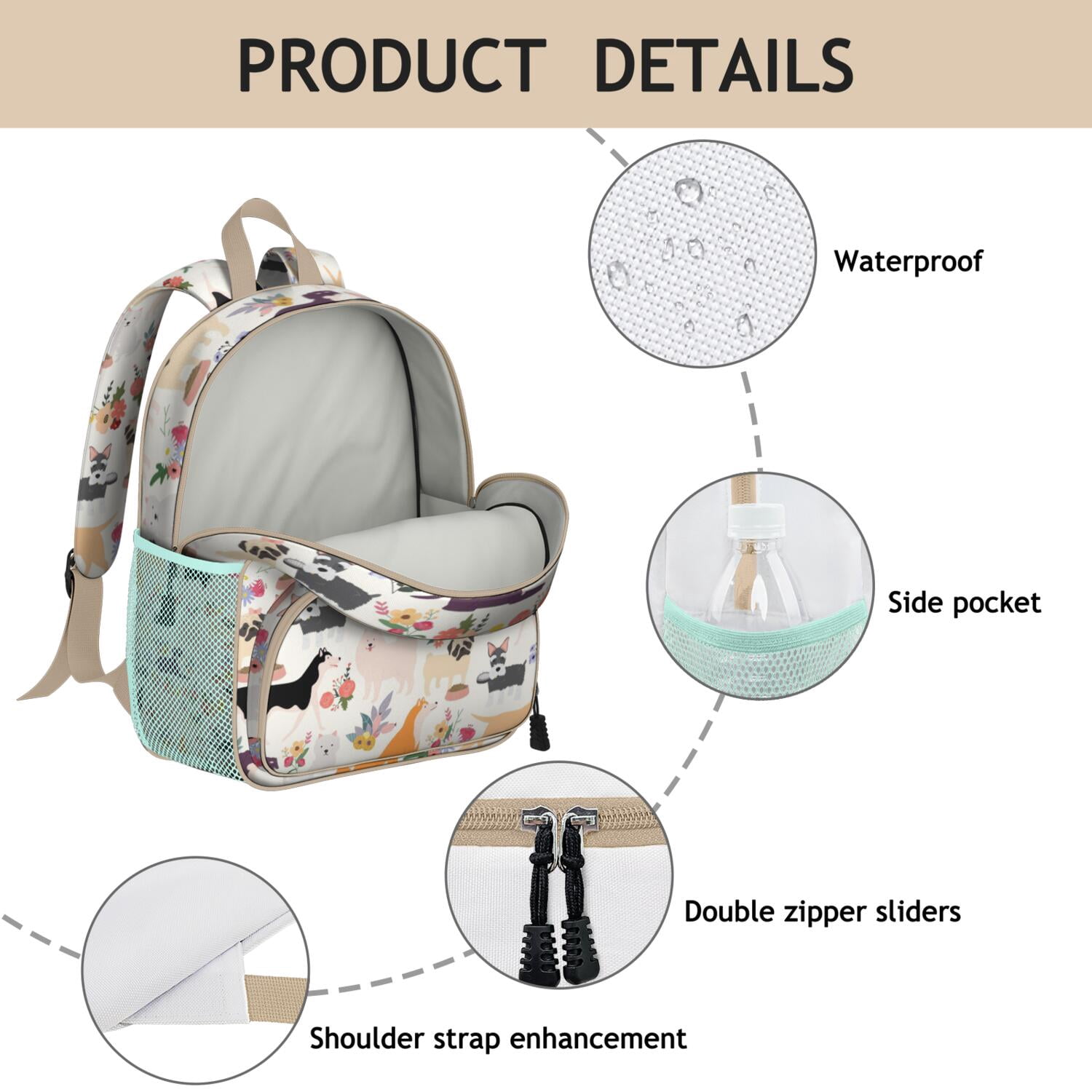 Mythical Horse Pattern Adjustable Backpack - Durable, Spine-Friendly for Students