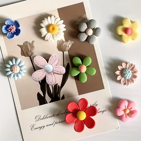 10pcs Flower Fridge Magnets, Decorative Floral Magnets for Kitchen Whiteboard Office Locker Dishwasher, Custom Home Decor, Christmas Holiday Party Gift