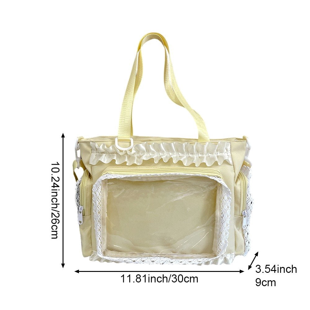 Hzzsbu Lace Bow Ita Bag Transparent Pin Display Crossbody