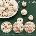 thumbnail image 4 of 7 Style Smile Face Wood Beads Large Hole Wooden Beads 20/25/30mm Face Wooden Loose Beads Round Spacer Ball Beads for Craft Jewelry Bracelet Necklace Making Halloween Christmas Deco, 4 of 9