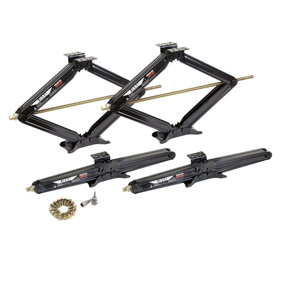 LIBRA 30" 5000lbs RV Trailer Stabilizer Leveling Scissor Jacks w/Dual Power Drill sockets & mounting Hardware, Set 4