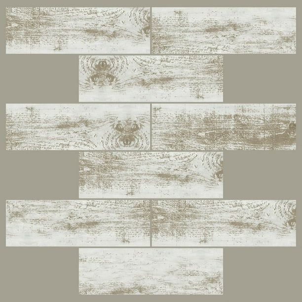 Distressed Wood Peel Stick Kitchen Bathroom Backsplashes Subway Tiles Rv Camper 4 Sheets 10 5 X10 5 Walmart Com Walmart Com