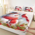thumbnail image 3 of Homewish Kawaii Xmas Robin Queen Sheet Sets, Cartoon Christmas Snowman Flat Sheet, Teens Kids Boys Girls Queen Fitted Sheet, Lightweight Room Decor, 4 Pieces, 3 of 7