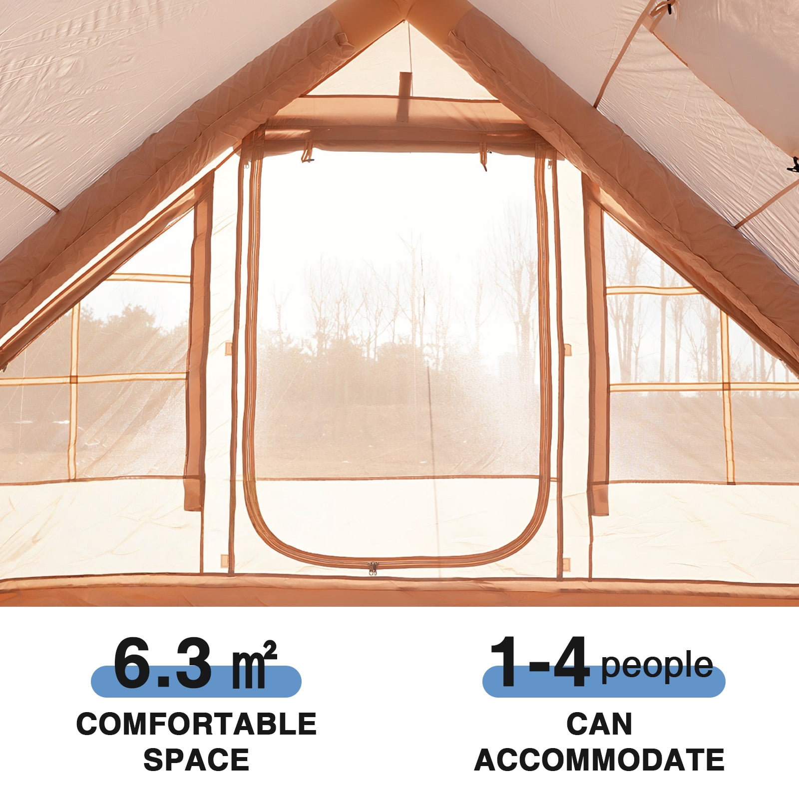 Btidfty Air Glamping Tents with Pump Glamping Camping Tents House Waterproof Oxford for 4 Seasons