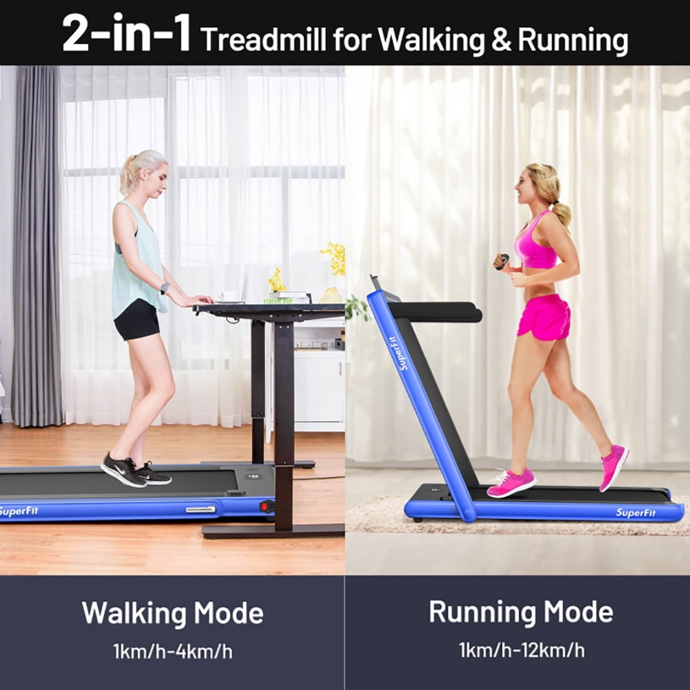 Yardi Yard 2-in-1 Electric Motorized Health and Fitness Folding Treadmill with Dual Display-Blue, Treadmill for Walking & Running