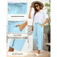 thumbnail image 6 of Gmluru Women's Wide Leg Pants Solid-Color Elastic Belt Pocket Side Cutout(Capre Pants) Trousers Business Work Casual Pants Blue S-2XL, 6 of 9