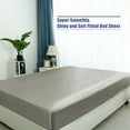 thumbnail image 3 of PiccoCasa Satin Fitted Sheet 12" Deep Pocket Bed Sheet, King Gray, 3 of 7