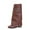 Brown, variant on Kilaqueen Fold Over Shark Boots for Women Knee High Round Toe Chunky Heel Wide Calf Western Cowboy Boots Studded Pull On Classic Fashion Party Dress Cowgirl Booties