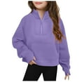 thumbnail image 3 of Kids Half Zip Pullover Sweatshirt Long Sleeve Casual Fleece Top with Front Pocket for Boys and Girls Comfortable Fit, 3 of 6