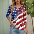 thumbnail image 6 of vigerkar 4th of July Outfits for Women American Flag Stars and Stripes Print V Neck 3/4 Sleeve T Shirts Ladies Patriotic Tops (Red, S), 6 of 6