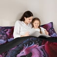 thumbnail image 4 of Erosebridal Purple Floral Dragon Full Size Comforter Sets 3 Pieces For Teens,Exotic Style Animal Flowers Bedding Sets For Boys Girls,Black Reversible, 4 of 6