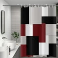 thumbnail image 2 of Burgundy Geometric Shower Curtain, Burgundy Grey Black Geometric Shower Curtain Contemporary Bathroom Curtain Bathtub Home Decor Waterproof Fabric Machine Washable with 12 Hooks, 2 of 6
