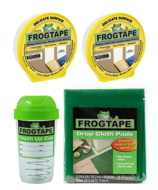 FrogTape Decorative Paint Project Prep Pack 2 Rolls Delicate Surface Painters Tape, 1.41 in