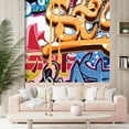 thumbnail image 3 of Idea4wall 3pcs Watercolor Street Graffiti Printed Stick Wallpaper Removable Wall Murals Large Wall Stickers for Home Decoration, 120"x72", 3 of 5