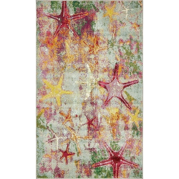 5' x 8' Vibrant Color Animal Print Rectangular Area Throw Rug